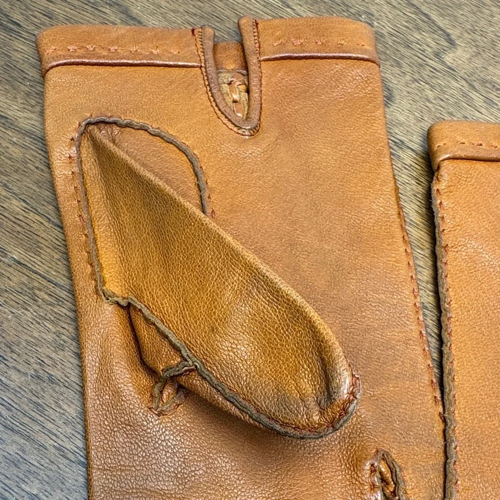 Vintage Gant Jonquet France Basket Weave Caramel Leather Driving Gloves